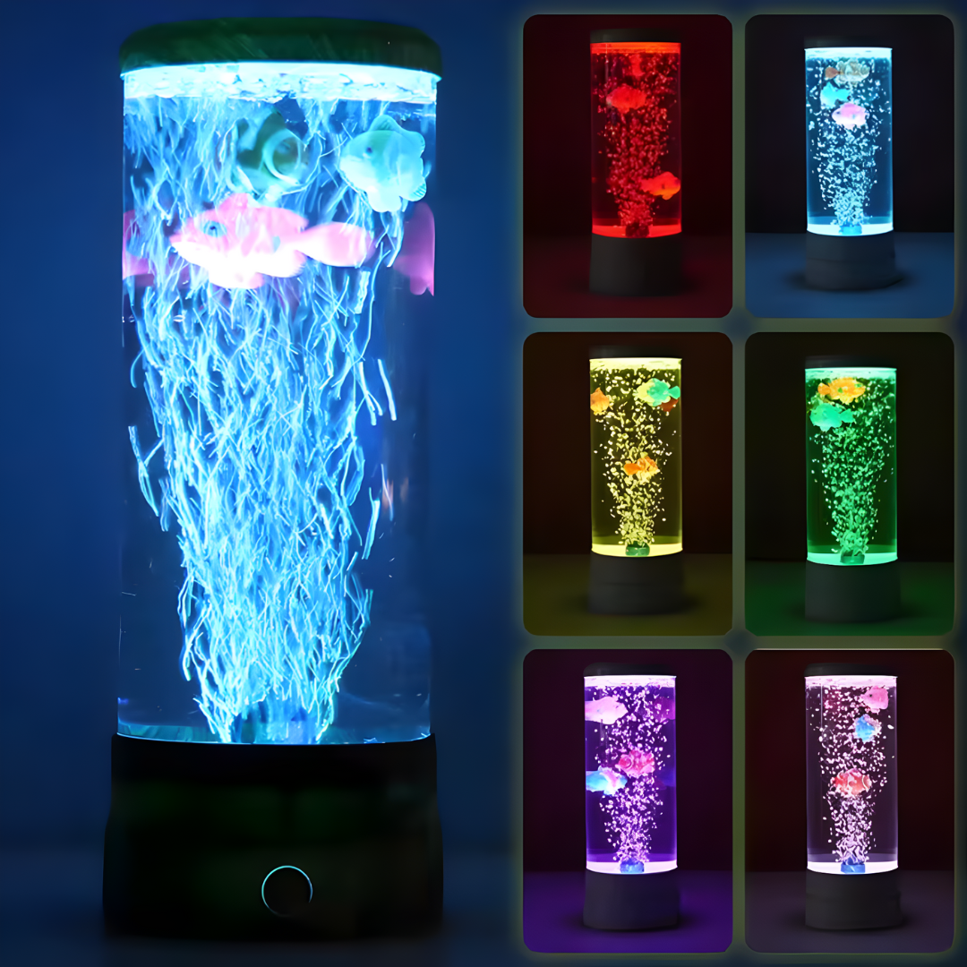Lámpara LED Frutiger Aero mostrando todos los colores disponibles